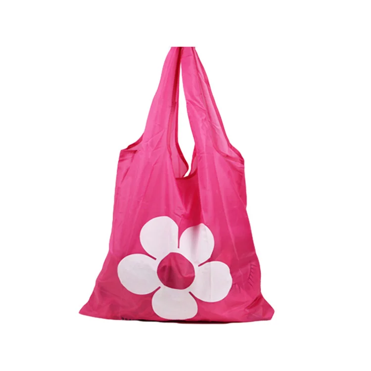 190t 210d nylon polyester reusable foldable shopping bag tote in