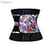 Black And Floral Woman Slimming Belt Steel Boned Sexy Latex Waist Trainer Corset MH1680