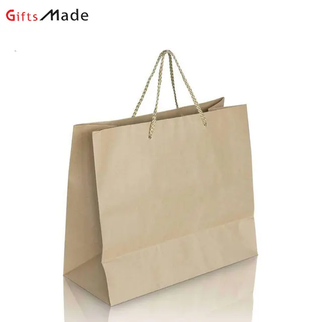 custom logo printed shopping brown kraft paper bag food grocery