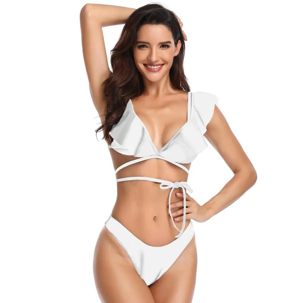 2019Wholesale White Flouncing Two Pieces Swimsuit Plunging Neck women bathing suits Swimwear Sexy Bikini
2019Wholesale White Flouncing Two Pieces Swimsuit Plunging Neck women bathing suits Swimwear Sexy Bikini