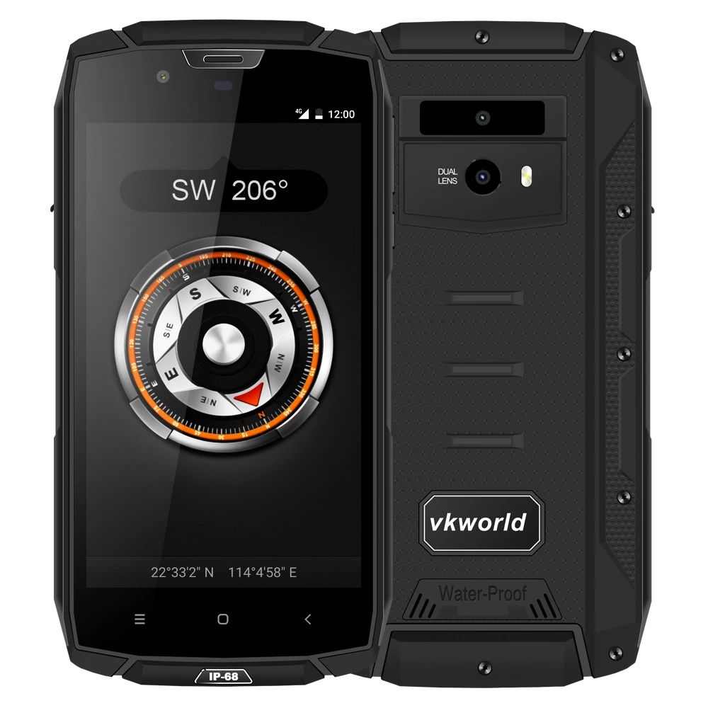 VKWORLD VK7000 IP68 Waterproof 4GB 64GB 4G Mobile Phone MTK6750T Octa Core 5.2'' Android 8.0 OTG 5600mAh SmartPhone Mobile Phone