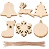 6 Styles Wooden Christmas Hanging Ornaments DIY Wood Crafts Christmas Decoration Christmas Tree Ornaments