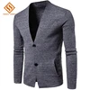 guangzhou shangsi fashion factory custom for men flat pattern plain color knit shrug v neck button cardigan sweater knitwear