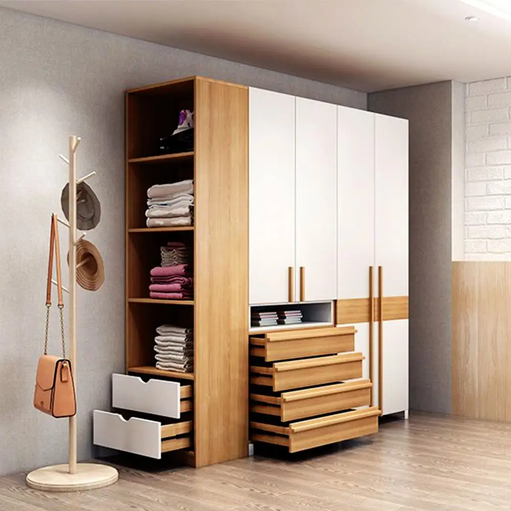 Modern Wooden Cupboard Designs Of Bedroom White Wardrobe With Swing Doors And Shawers View Wooden Wardrobe Yijia Product Details From Shouguang