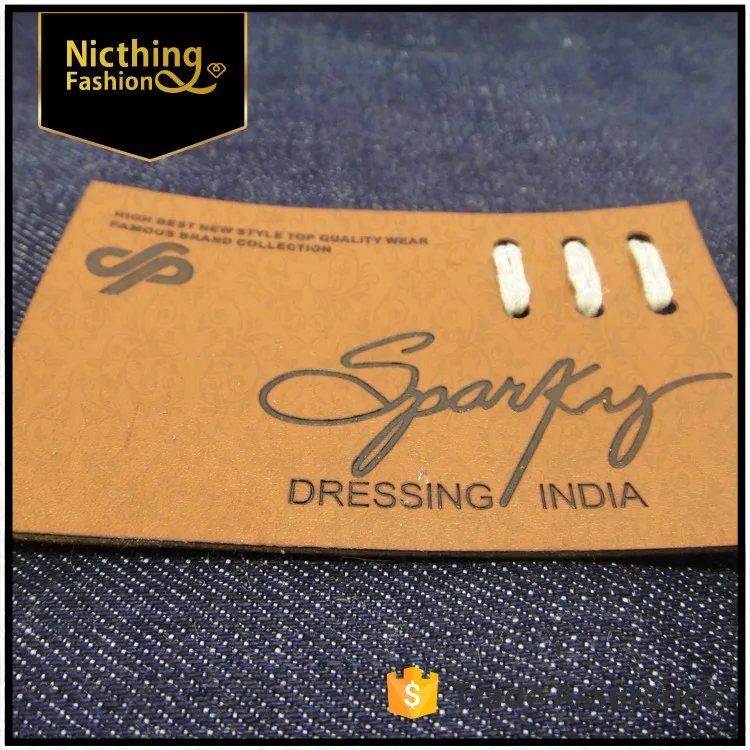 hot sell custom enamel pu leather jeans leather patch metal