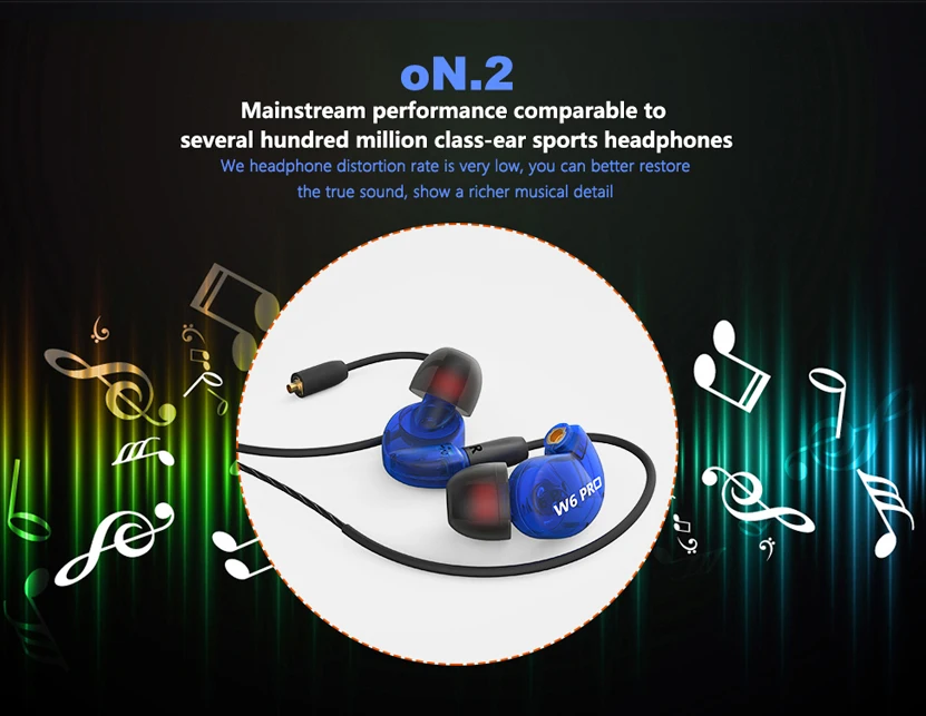 QKZ W6 PRO 3.5mm Jack fone de ouvido Outdoors Sports Earbud Hifi Quality Detachable Headphone - ANKUX.COM