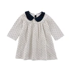 H3209/Boutique exquisite long sleeve cotton polka dot dress for baby girls