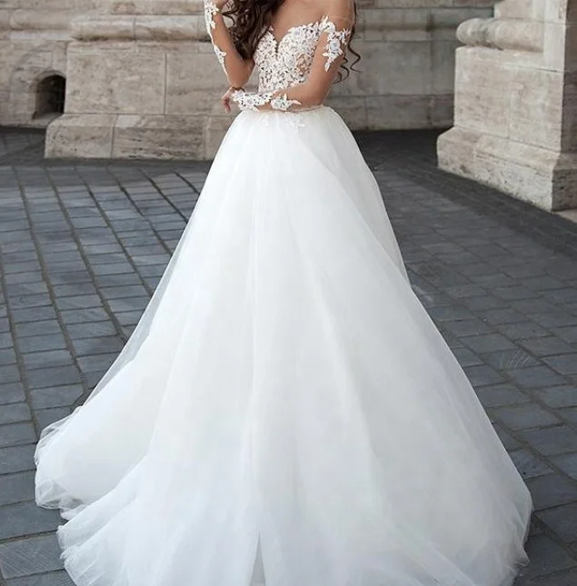 

2019 Cheap Simple Bridal White A Line Wedding Dress