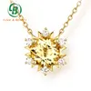 Latest design citrine 925 silver necklace gold sun pendant