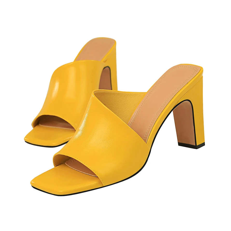 2021 Women Mules Yellow Slides Female Thick Block Heels Silver Slippers Sexy Summer 8.5cm High Heels Luxury Peep Toe Black Shoes
2021 Women Mules Yellow Slides Female Thick Block Heels Silver Slippers Sexy Summer 8.5cm High Heels Luxury Peep Toe Black Shoes
