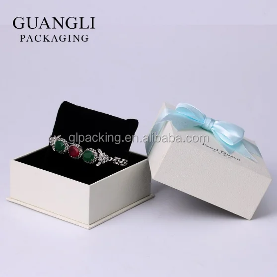 guangli custom wedding gift white bracelet ribbon paper box with