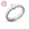 925 sterling silver White ceramic ring featuring silver CZ set bar Ceramic jewellery
