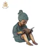 High quality garden decoration bronze girl reading statue NTBS-673Y
