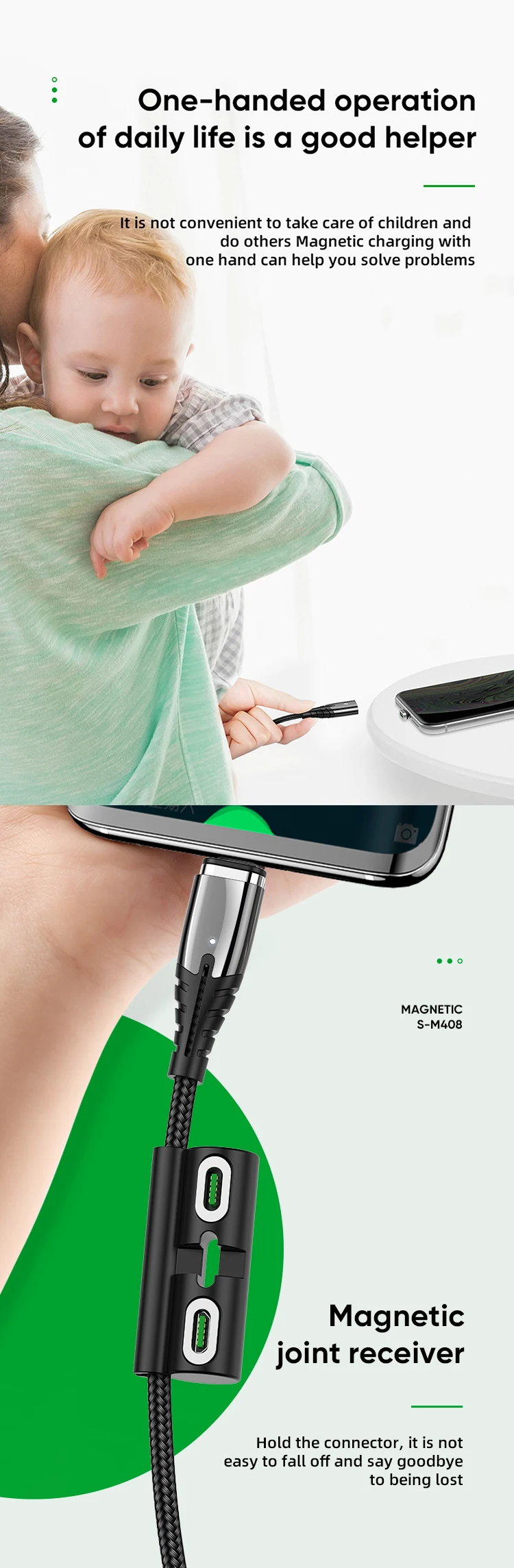 Phone Quick Charge Type C Micro Data Led Usb Charging 3 in 1 Magnetic Cable - ANKUX.COM
