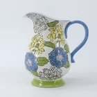 Large size colorful flower patterns coffee set restaurant ceramic milk jug