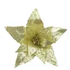 Glitter poinsettia flower with sequin clip for Christmas tree decor