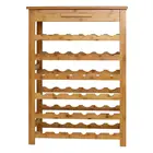 Bamboo 36-Bottle Wine Standing Rack Storage with Drawer