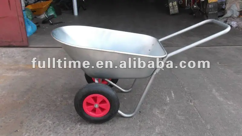 galvanized large two wheels wheelbarrow