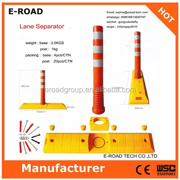 road lane with warning post / road lane divider with flexible