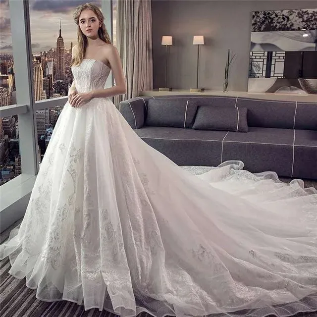 ball gown with trail