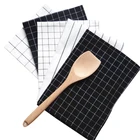 Ins yarn-dyed black check white striped back ground cloth home kitchen gourmet napkin tea towel kitchen towel