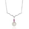 S925 Sterling Silver Jewelry Antler Pearl Pendant Necklace