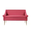 Living room furnituren passion red velvet upholstery two seater sofa metal leg settee