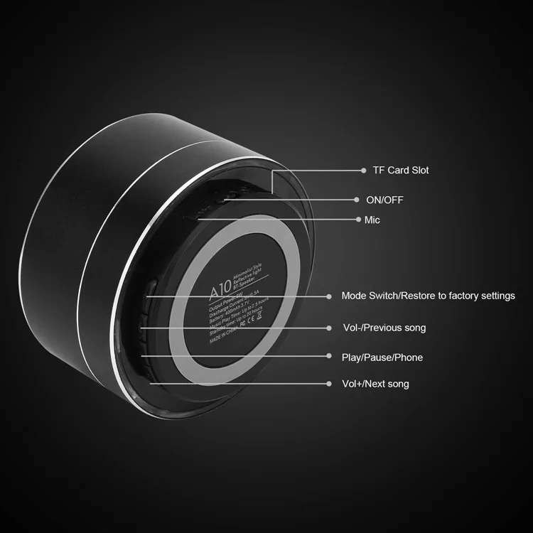 Amazon Top Seller HD Sound A10 Metal Bass Bluetooth Speaker Portable Stereo Wireless Speaker for iPhone XS XS Max XR - ANKUX.COM