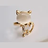2016 Cute Cat KC Gold Plated Ring Opening Women Fashion Bright Rhinestone Opal Hand Jewelry Wholesale