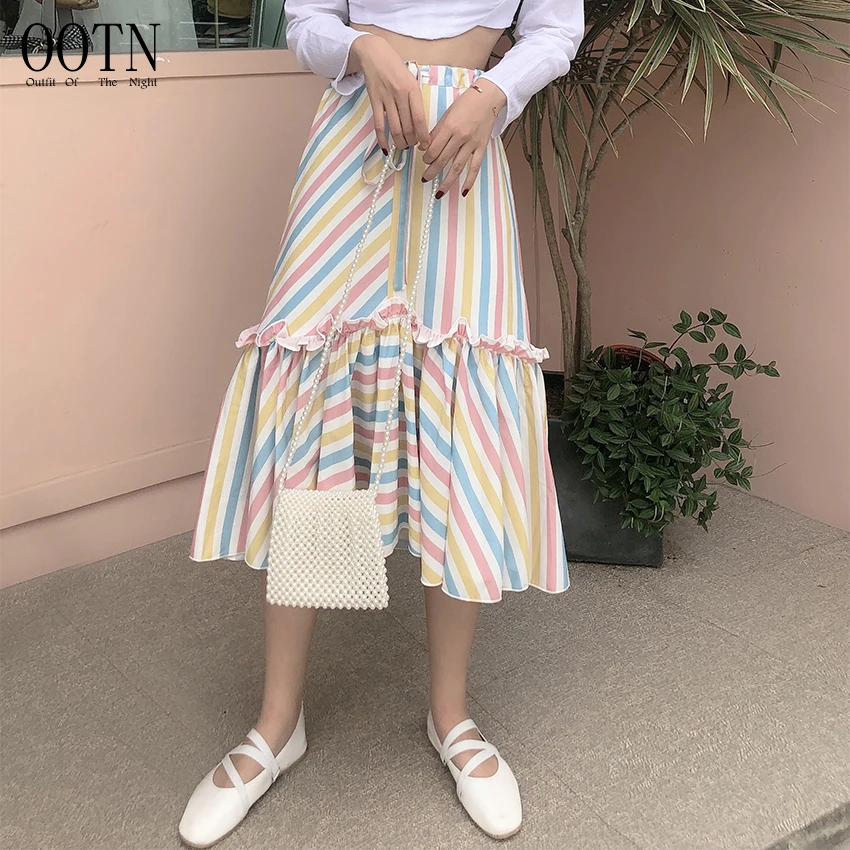 OOTN Boho Lace Up Beach Ruffle Midi Skirts Women Summer Rainbow Striped High Waist Women Skirts Faldas Mujer Moda 2019 New
OOTN Boho Lace Up Beach Ruffle Midi Skirts Women Summer Rainbow Striped High Waist Women Skirts Faldas Mujer Moda 2019 New