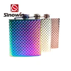 Individuation Customized Color Pocket Liquor Proof Cap Russia Stainless Steel Hip Flask with Hammer