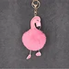 8CM Flamingo Faux Fur POM POM Keychain
