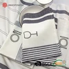 Cotton embroidered white stripe Patterned Kitchen Towel and Dish Cloth Set