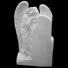 cheap upright modern large white marble headstone tombstone with angel designs
