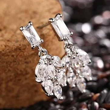best imports wholesale jewelry, classic pendant leaf design zircon earrings, Jewelry Wholesale
