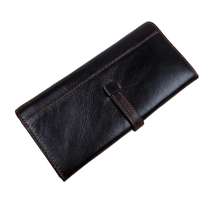Hot 2015 fashion black long men wallets 100% genuine leather wallet vintage brown porte monnaie casual credit card holder wallet