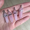 Hot selling natural druzy rose quartz crystal point pendant with cord