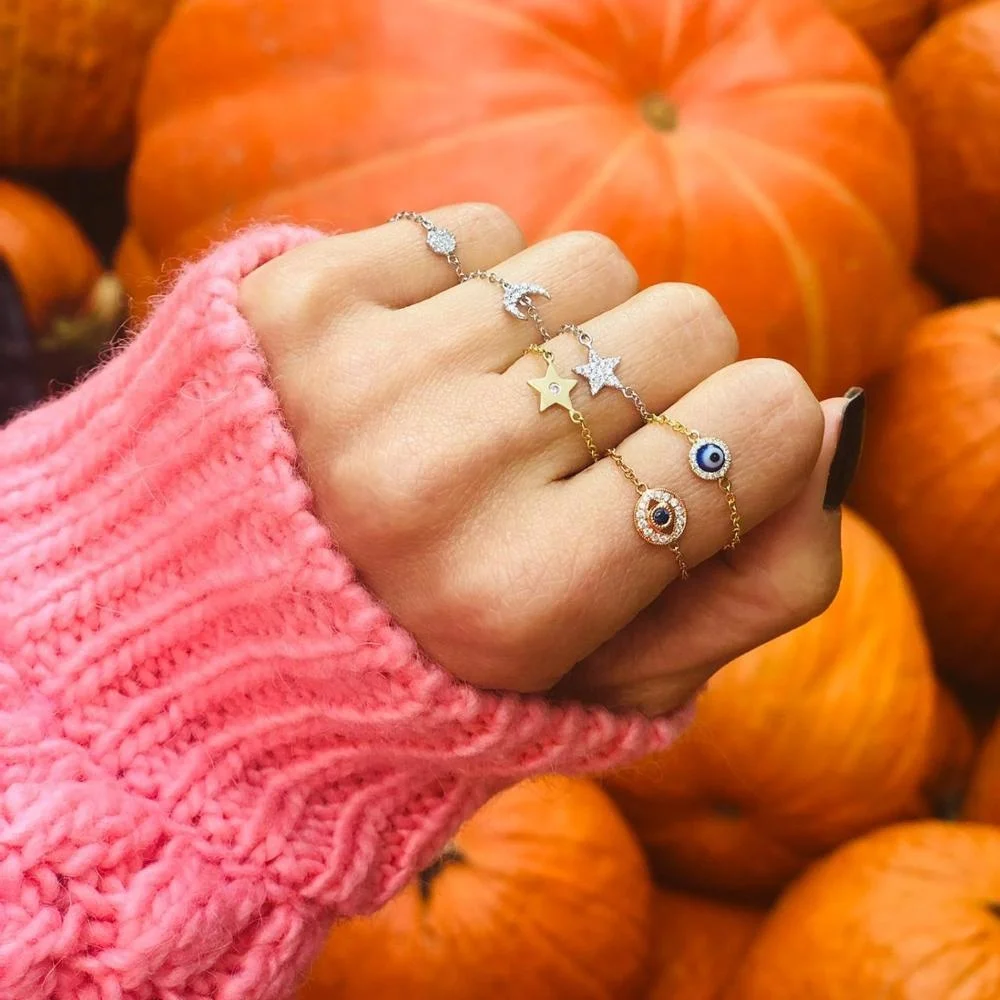 Rose gold plated fashion women jewelry delicate lovely eye charm chain ring, Customized
Rose gold plated fashion women jewelry delicate lovely eye charm chain ring, Customized
