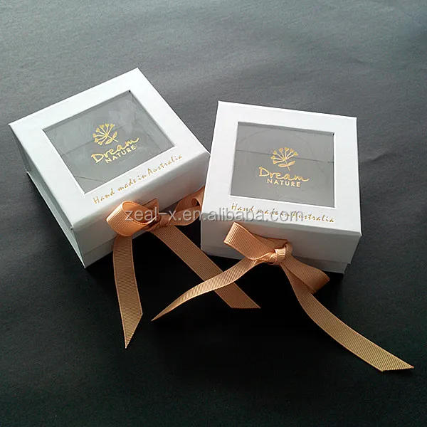 handmade cardboard folding gift box packing with pvc window open