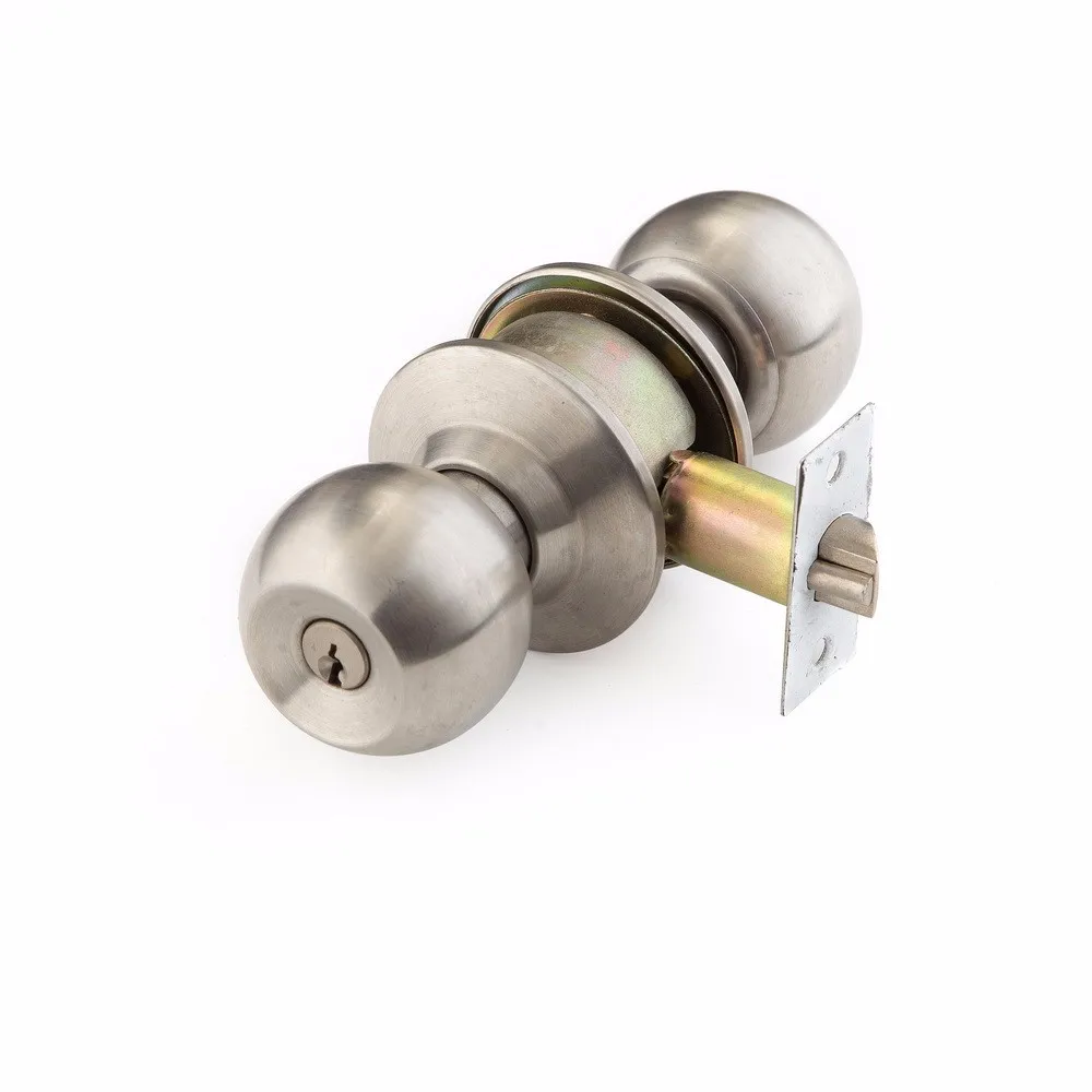 Cylindrical Round Door Knob One Side Lock With Cylinder Brass Keys