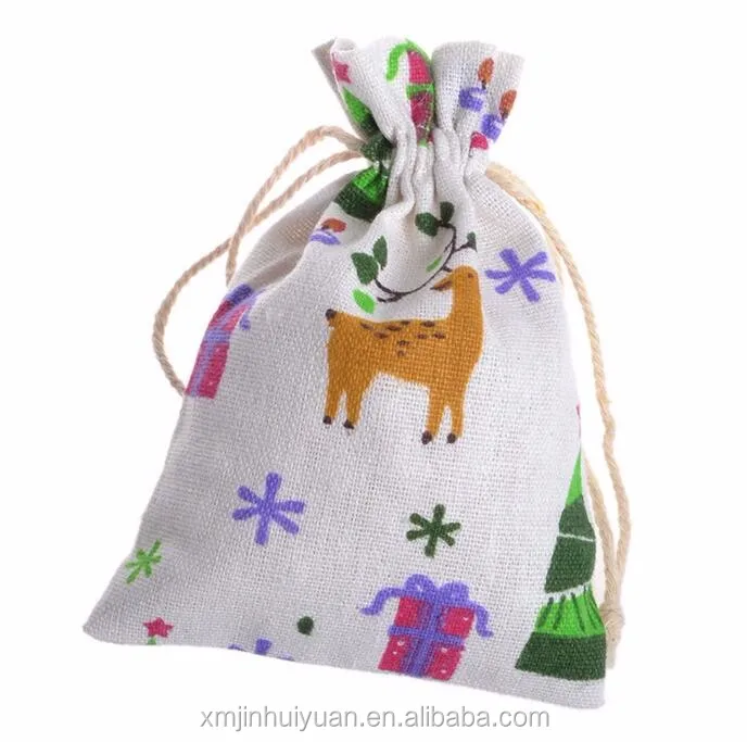 design printed sachet scented drawstring cotton gift pouch bag