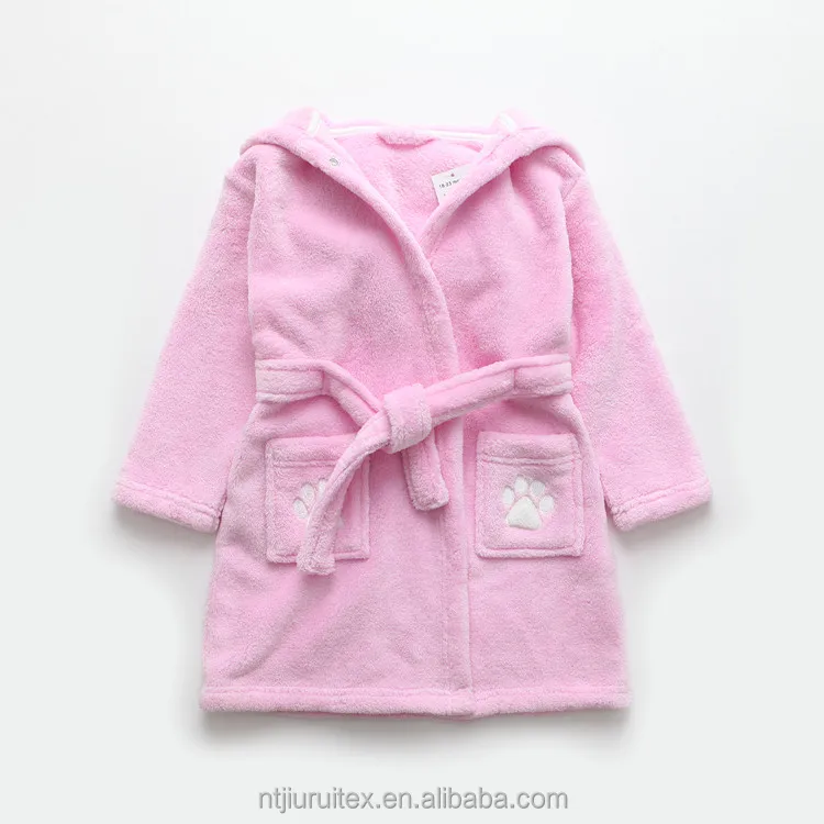 warm coral fleece kids bath robe, children night robe, dog cat dinosaur mouse bath robe for 2-14 years old