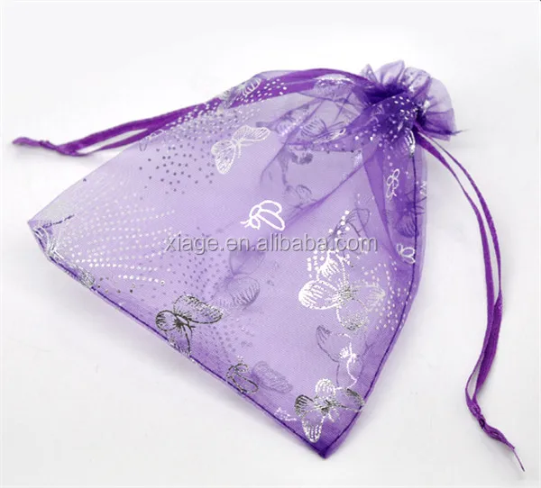 quality dark purple butterfly organza wedding gift bags&pouches