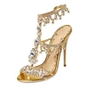 2017 luxury shiny diamond women high heel dance party sandals