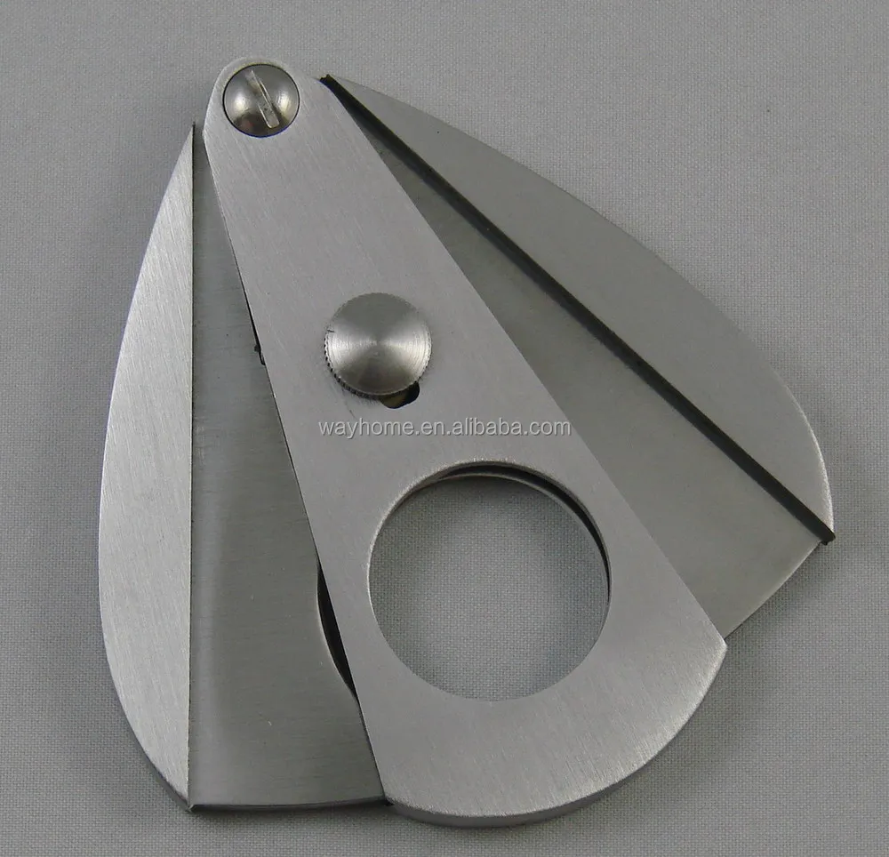 stainless steel metal cigar cutter with front lock cm-032