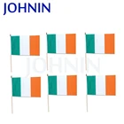 Cheap eco-friendly custom polyester printing Ireland flag with wooden handle