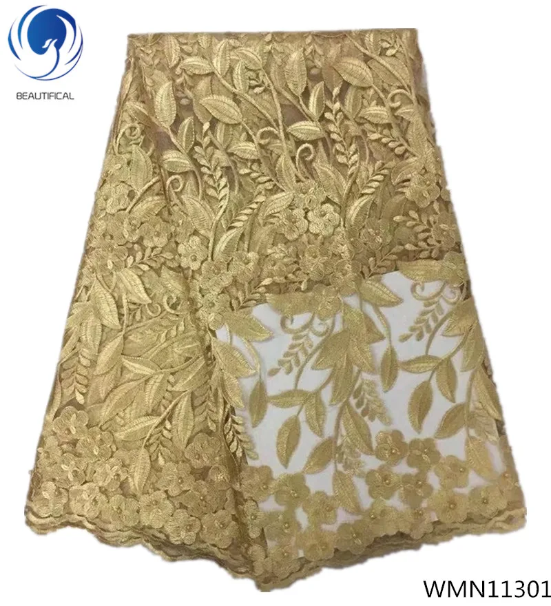Beautifical beads african dressing hotsale mesh embroidery lace fancy gold tulle WMN113, Customized
Beautifical beads african dressing hotsale mesh embroidery lace fancy gold tulle WMN113, Customized