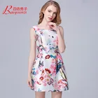 China popular woman summer long Polyester floral printed dress and lycra dress for ladies