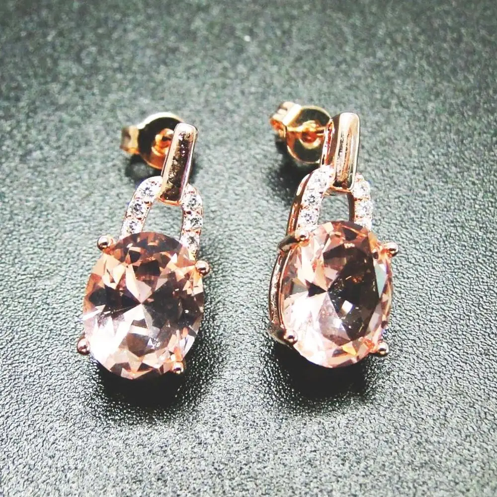 18k Rose Gold Plated Pink Morganite Stud Drop Dangle Earrings 925 Silver Hanging Earring 
18k Rose Gold Plated Pink Morganite Stud Drop Dangle Earrings 925 Silver Hanging Earring