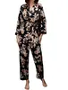 Women's Pajama Sets Elegance 3pcs Silk Pajamas Womens Sleepwear Sets